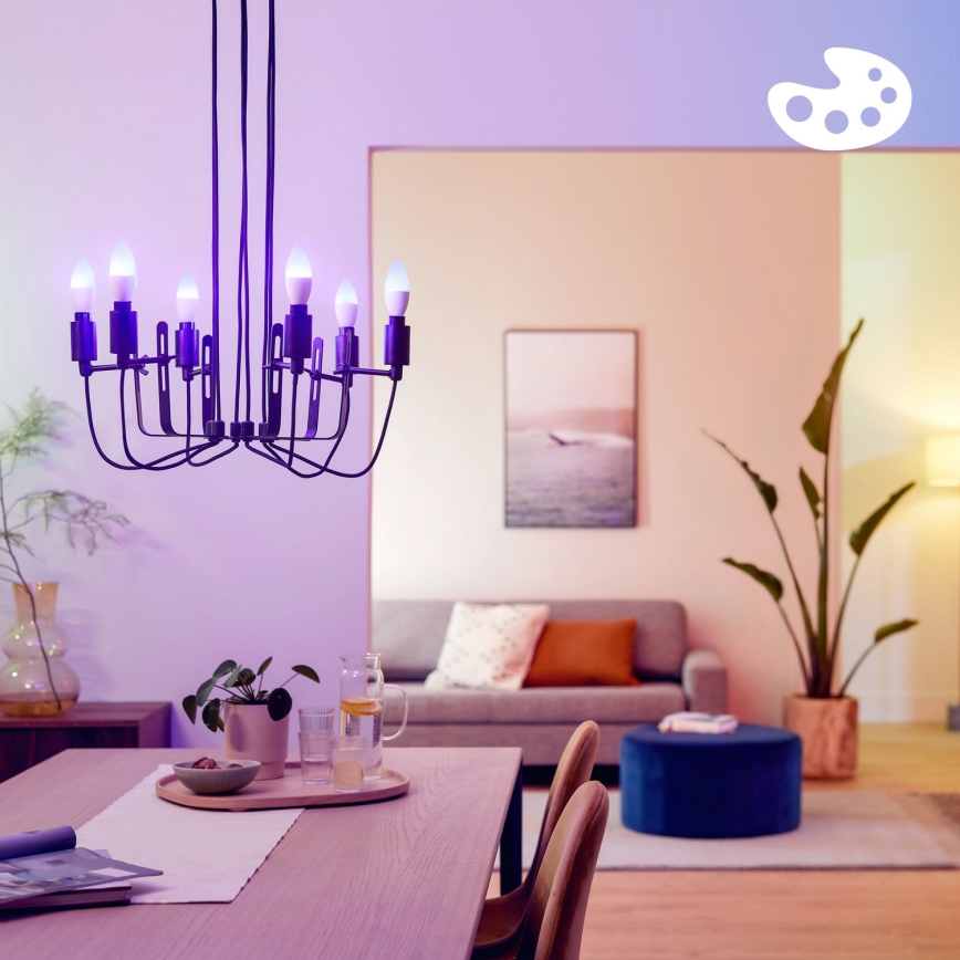 SADA 3x LED RGB Stmívatelná žárovka Philips SMART C37 E14/4,9W/230V 2200-6500K CRI 90