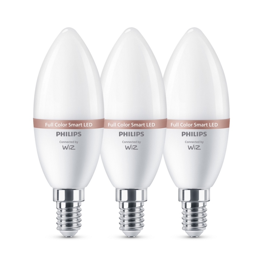 SADA 3x LED RGB Stmívatelná žárovka Philips SMART C37 E14/4,9W/230V 2200-6500K CRI 90
