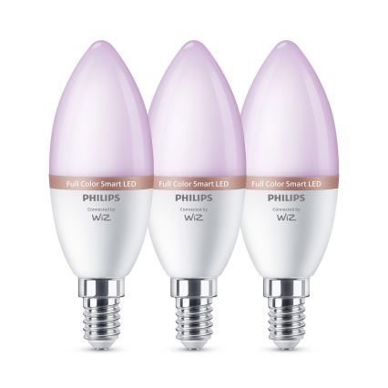 SADA 3x LED RGB Stmívatelná žárovka Philips SMART C37 E14/4,9W/230V 2200-6500K CRI 90
