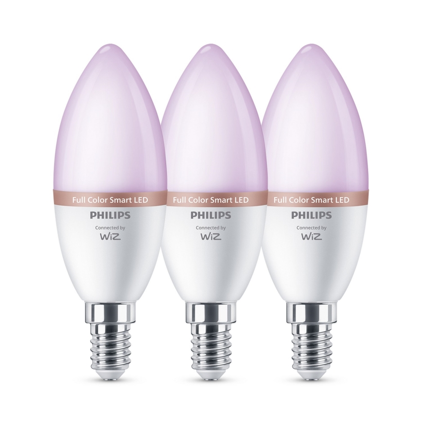 SADA 3x LED RGB Stmívatelná žárovka Philips SMART C37 E14/4,9W/230V 2200-6500K CRI 90