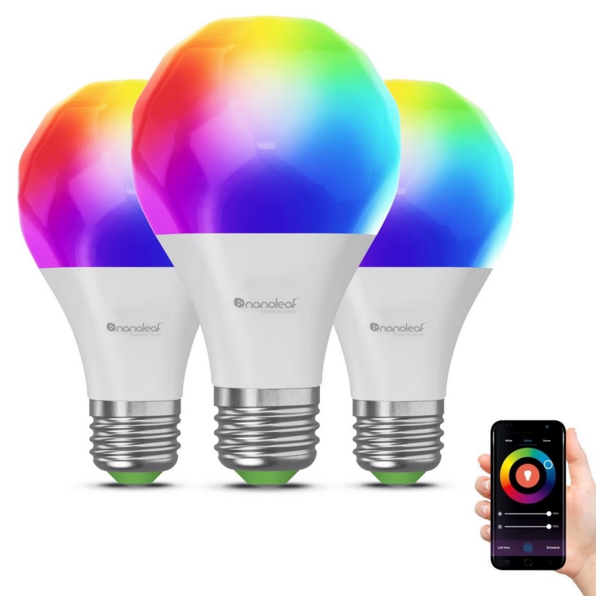 SADA 3x LED RGBW Stmívatelná žárovka ESSENTIALS A60 E27/8,5W/230V CRI 90 2700-6500K Wi-Fi - Nanoleaf
