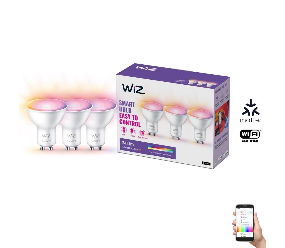 WiZ SADA 3x LED RGBW Stmívatelná žárovka GU10/4,7W/230V 2200-6500K CRI 90 Wi-Fi -WiZ 