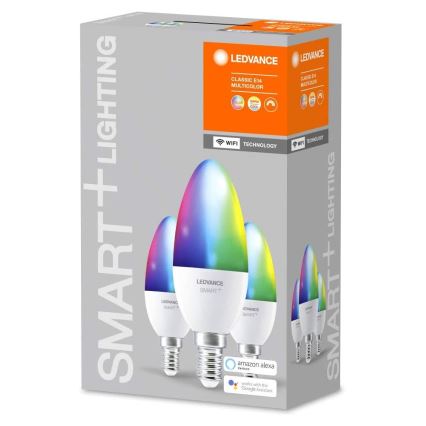 SADA 3x LED RGBW Stmívatelná žárovka SMART+ E14/5W/230V 2700K-6500K Wi-Fi - Ledvance