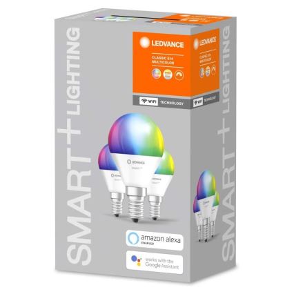 SADA 3x LED RGBW Stmívatelná žárovka SMART+ E14/5W/230V 2700K-6500K Wi-Fi - Ledvance