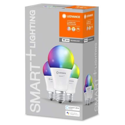 SADA 3x LED RGBW Stmívatelná žárovka SMART+ E27/14W/230V 2700K-6500K Wi-Fi - Ledvance