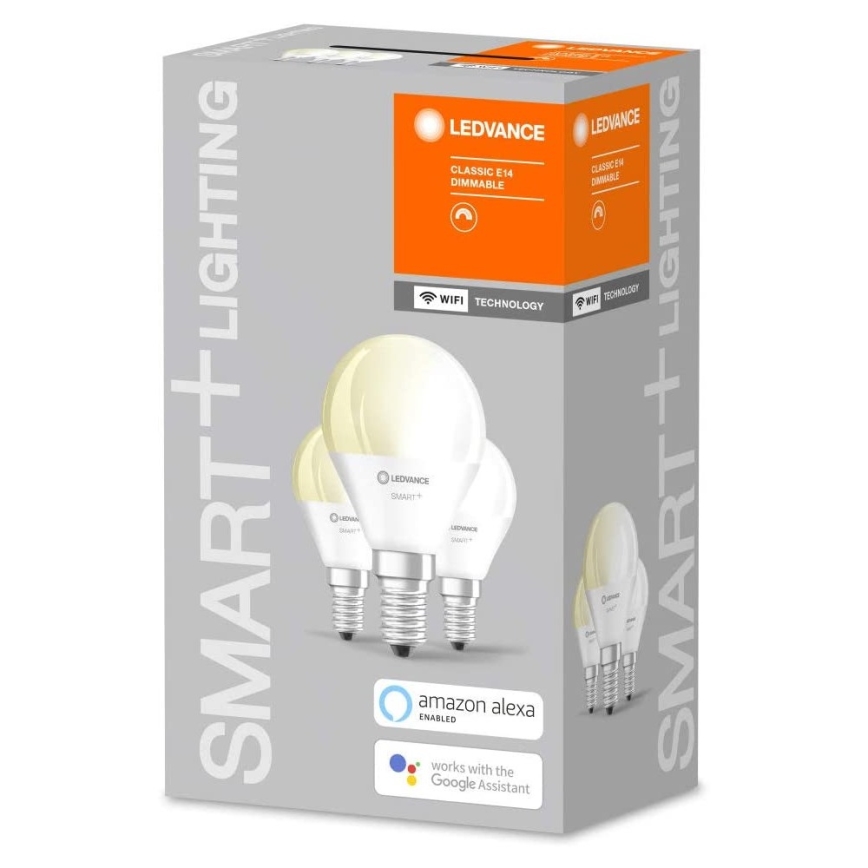 SADA 3x LED Stmívatelná žárovka SMART+ E14/5W/230V 2700K Wi-Fi - Ledvance