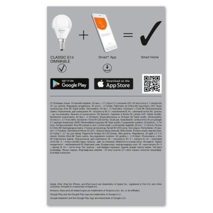 SADA 3x LED Stmívatelná žárovka SMART+ E14/5W/230V 2700K Wi-Fi - Ledvance