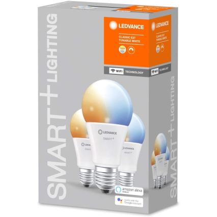 SADA 3x LED Stmívatelná žárovka SMART+ E27/9,5W/230V 2700K-6500K Wi-Fi - Ledvance