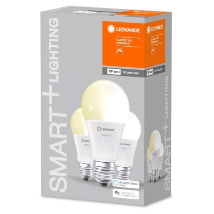 SADA 3x LED Stmívatelná žárovka SMART+ E27/9,5W/230V 2700K Wi-Fi - Ledvance