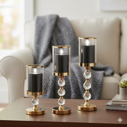 SADA 3x LED Svíčka BRILLO LED/2xAA černá + dálkové ovládání