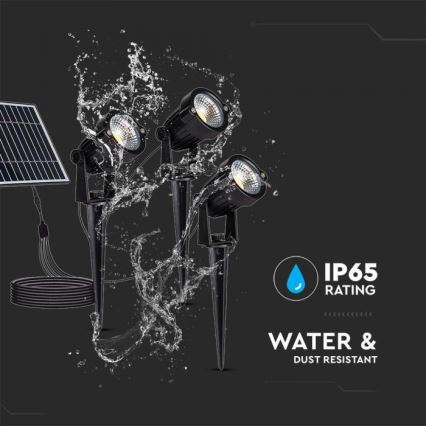 SADA 3x LED Venkovní solární lampa 3xLED/1,2W/3,7V IP65 3000K 4000 mAh