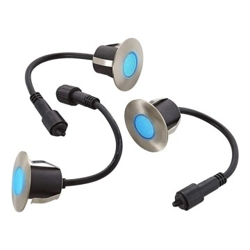 SADA 3x LED Venkovní zápustné svítidlo EASY CONNECT LED/1,2W/230V modrá IP67