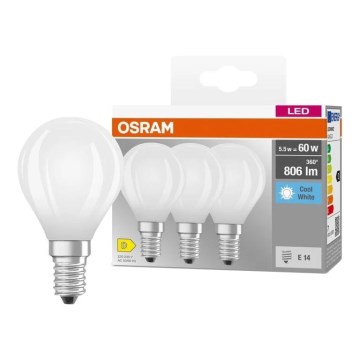 SADA 3x LED Žárovka BASE CLASSIC FILAMENT E14/5,9W/230V 4000K - Osram