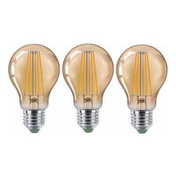 SADA 3x LED Žárovka CLASIC AMBER A60 E27/9W/230V 2200K - Brilagi