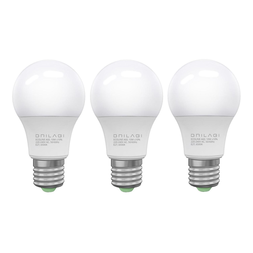 SADA 3x LED Žárovka ECOLINE A60 E27/10W/230V 6500K - Brilagi