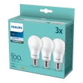 SADA 3x LED Žárovka Philips A60 E27/13W/230V 4000K