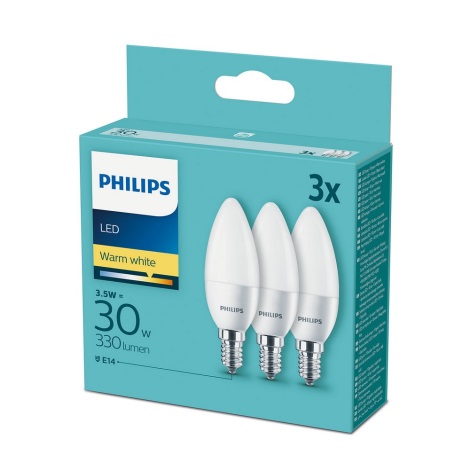 Sada 3x LED Žárovka Philips E14/3,5W/230V 2700K