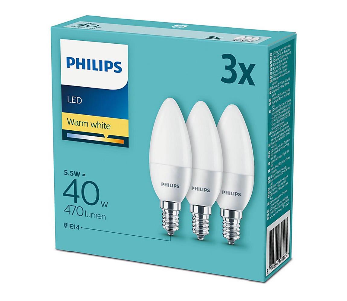 Philips Sada 3x LED Žárovka Philips E14/5,5W/230V 2700K 