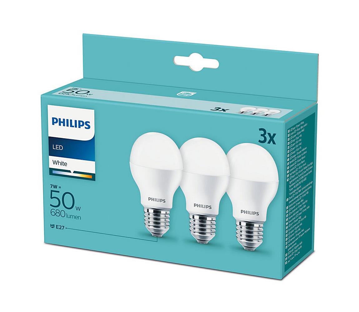 Philips Sada 3x LED Žárovka Philips E27/7W/230V 3000K P2708