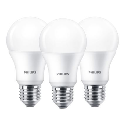 Sada 3x LED Žárovka Philips E27/9W/230V 2700K