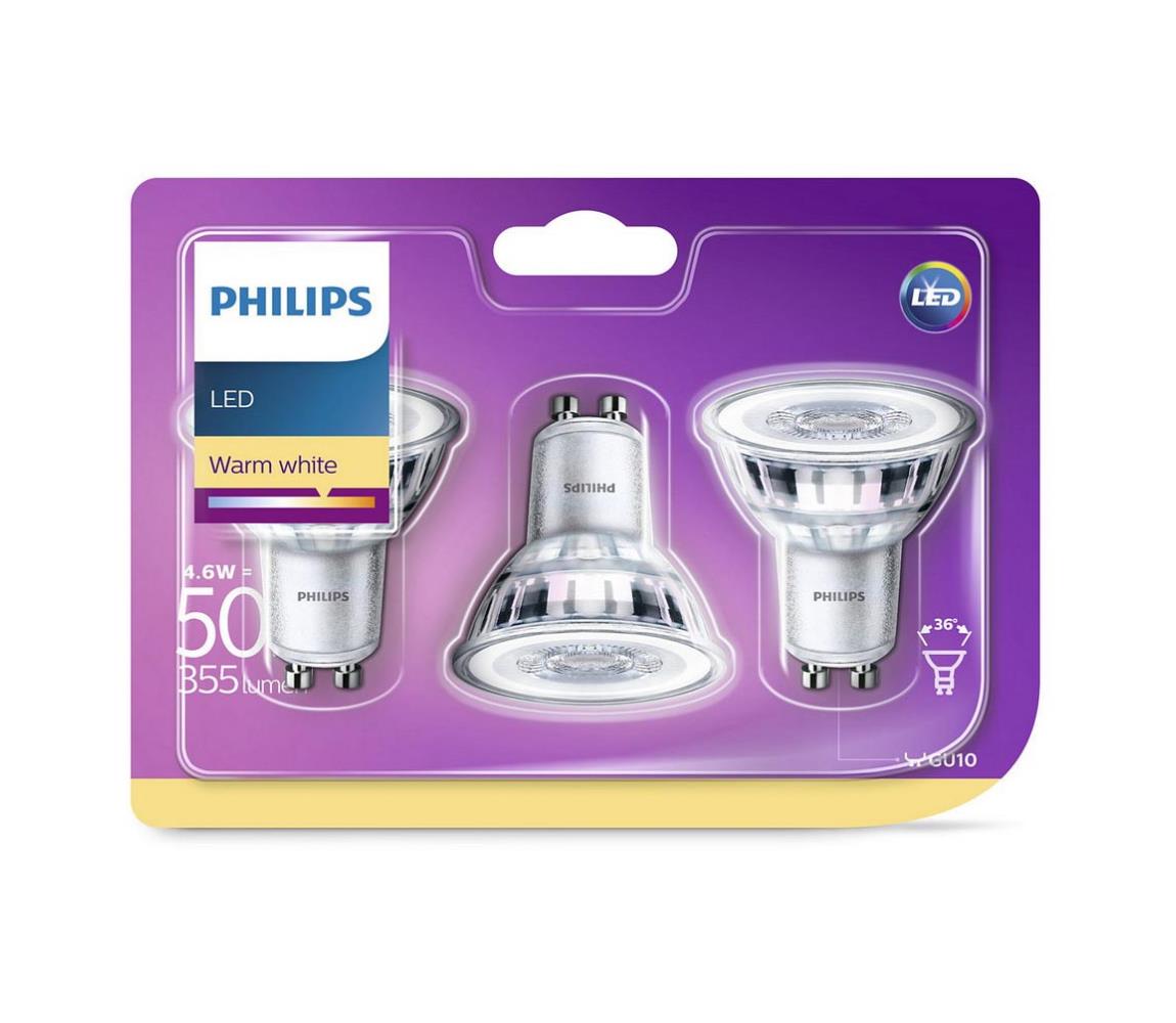 Philips SADA 3x LED Žárovka Philips GU10/4,6W/230V 2700K P4286