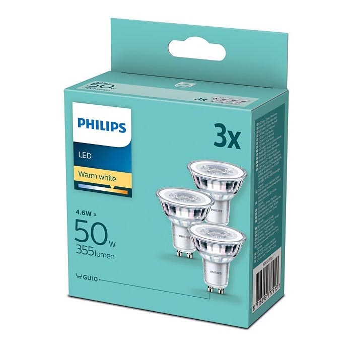 SADA 3x LED Žárovka Philips GU10/4,6W/230V 2700K