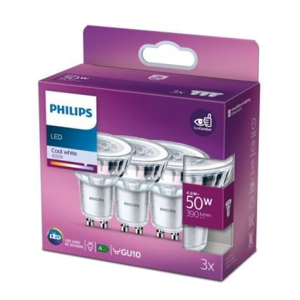 SADA 3x LED Žárovka Philips PAR16 GU10/4,6W/230V 4000K