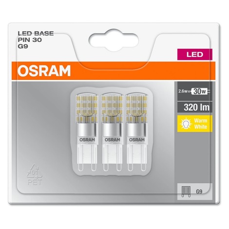 SADA 3x LED Žárovka PIN G9/2,6W/230V 2700K - Osram