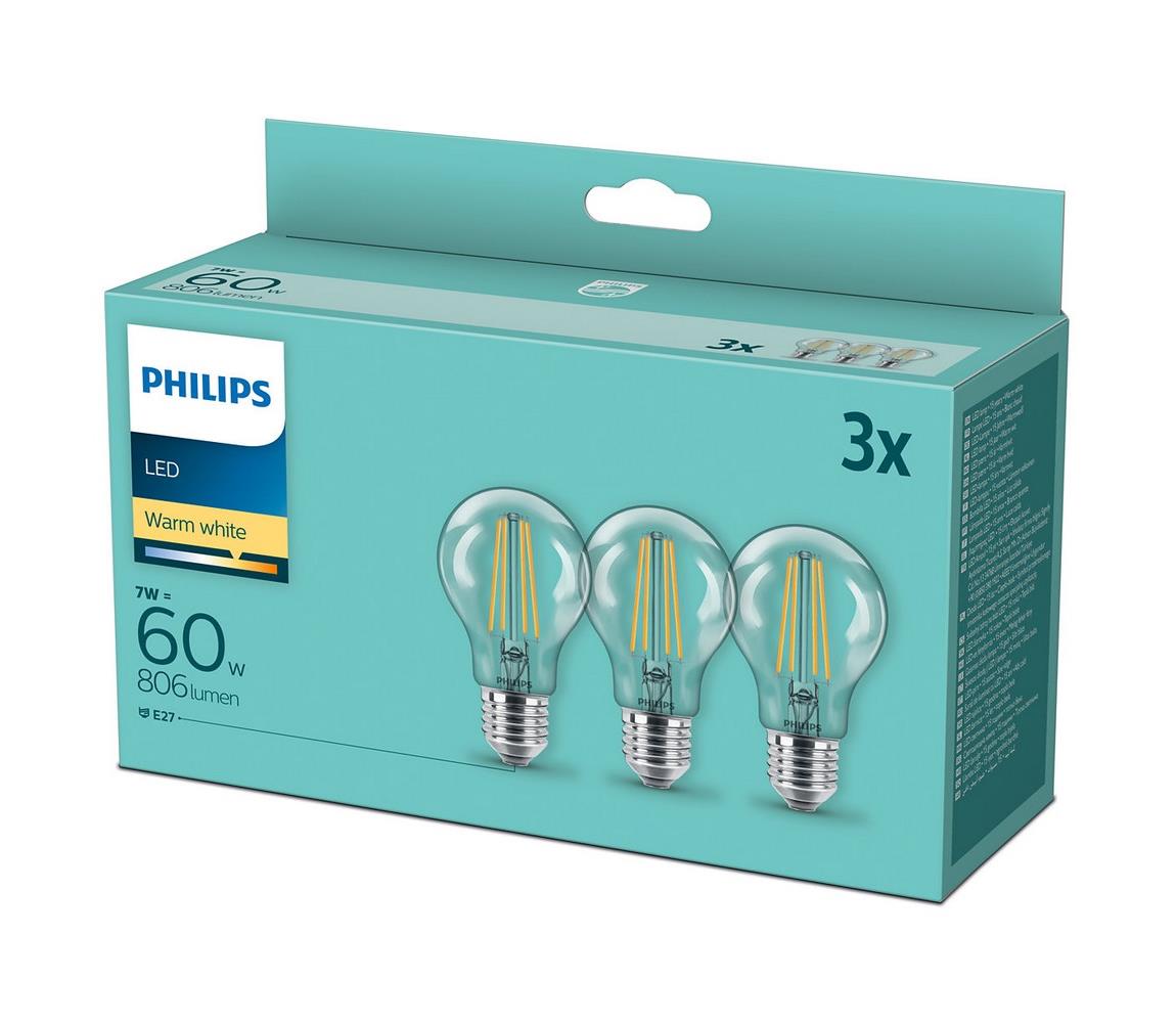 Philips SADA 3x LED Žárovka VINTAGE Philips A60 E27/7W/230V 2700K 