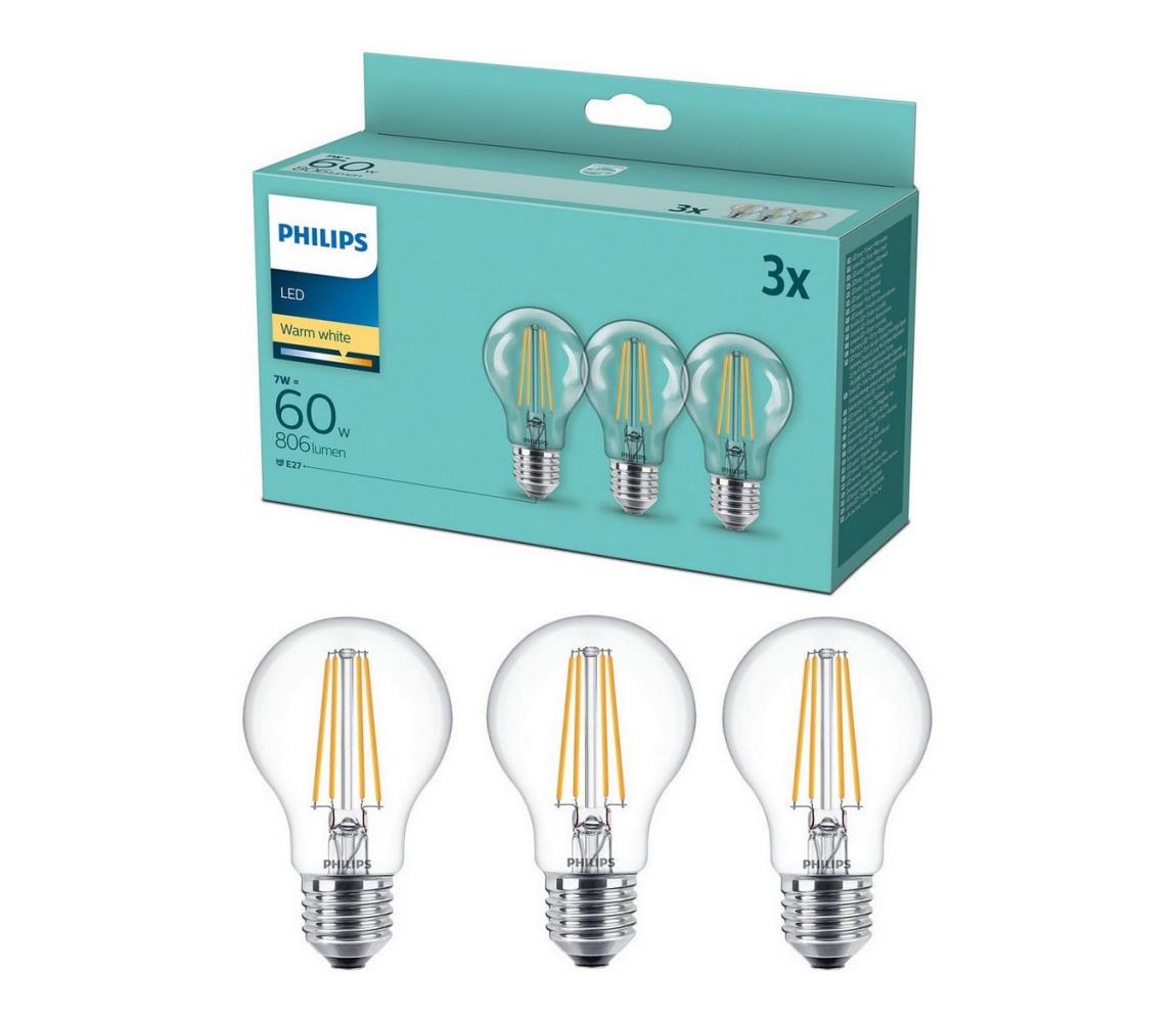 Philips SADA 3x LED Žárovka VINTAGE Philips A60 E27/7W/230V 2700K P4093