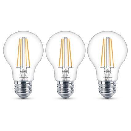 SADA 3x LED Žárovka Philips E27/7W/230V 2700K
