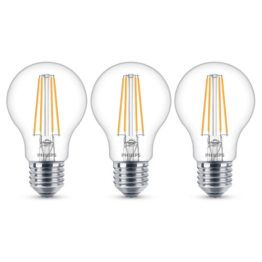 SADA 3x LED Žárovka Philips E27/7W/230V 2700K