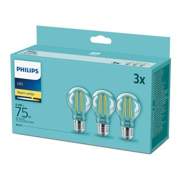 SADA 3x LED Žárovka VINTAGE Philips E27/8,5W/230V 2700K