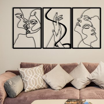 SADA 3x Nástěnná dekorace 109x50 cm láska kov