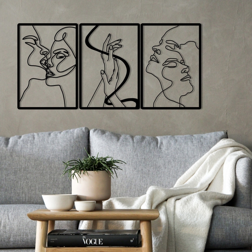 SADA 3x Nástěnná dekorace 109x50 cm láska kov