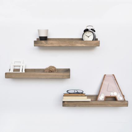 SADA 3x Nástěnná police 6x50 cm hnědá