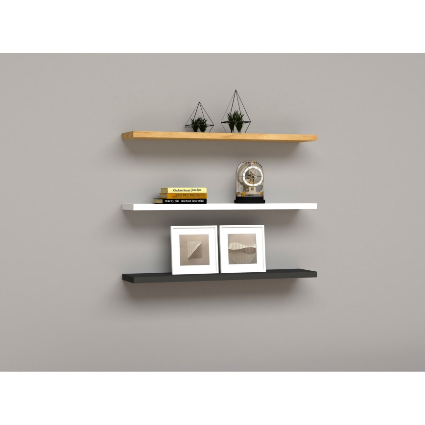 SADA 3x Nástěnná police BOSS hnědá/antracit/bílá