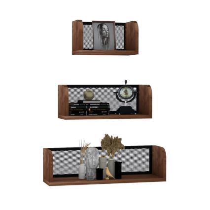 SADA 3x Nástěnná police BUZIM borovice hnědá