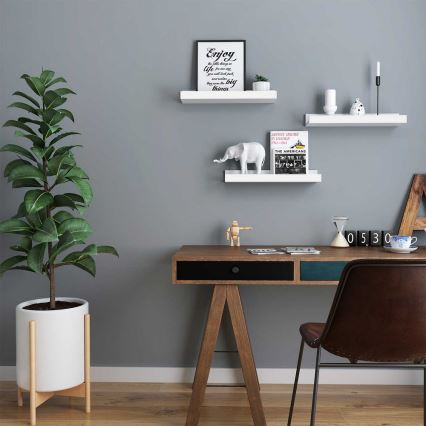 Sada 3x nástěnná police SHELFY bílá