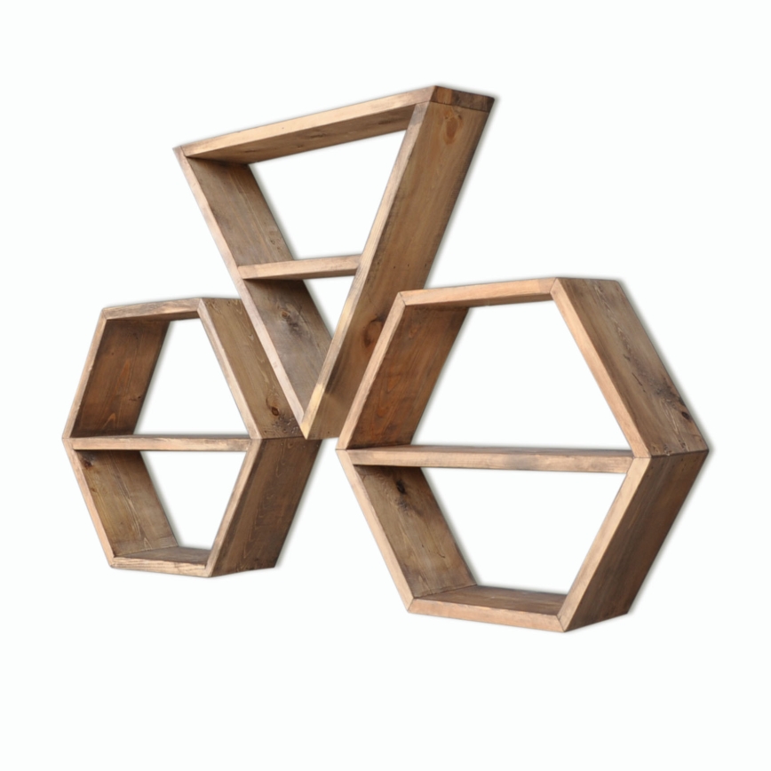 SADA 3x Nástěnná police smrk