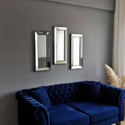 SADA 3x Nástěnné zrcadlo 70x30 cm černá