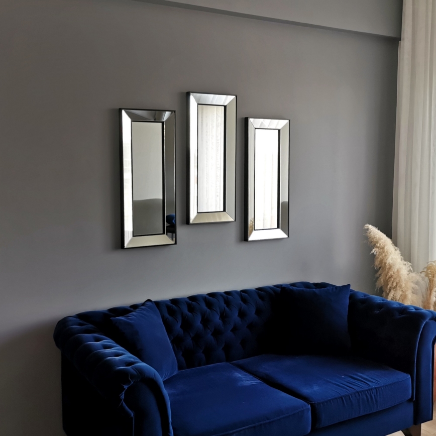 SADA 3x Nástěnné zrcadlo 70x30 cm černá