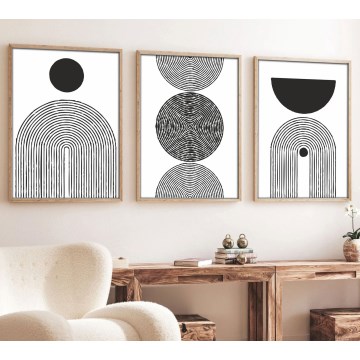 SADA 3x Obraz ve fotorámečku 50x70 cm černá/bílá