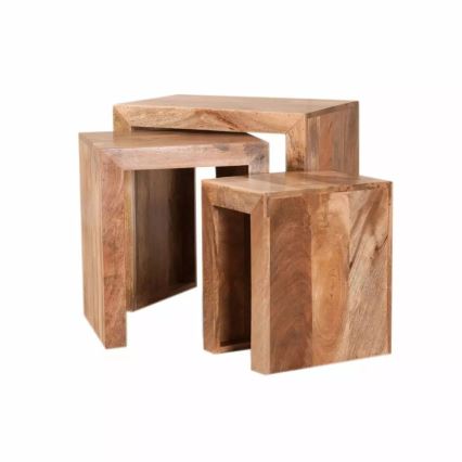 SADA 3x Odkládací stolek HINA 60x40 cm masiv/mangovník