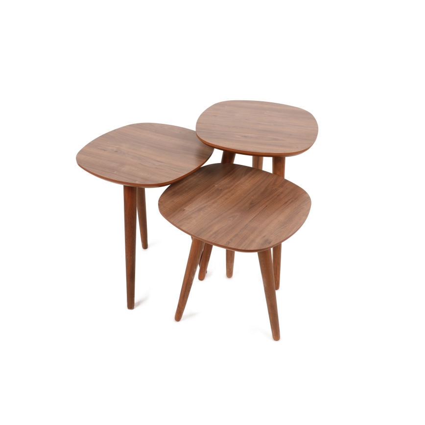 SADA 3x Odkládací stolek TYN 41x39 cm hnědá