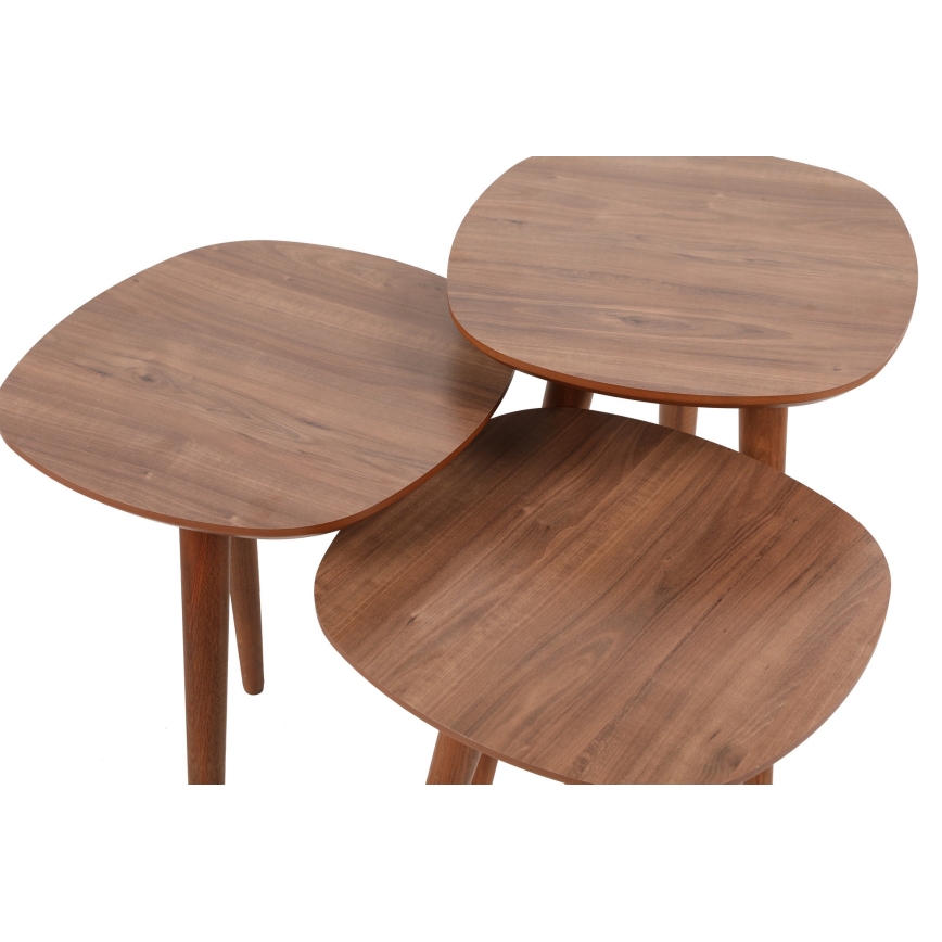 SADA 3x Odkládací stolek TYN 41x39 cm hnědá