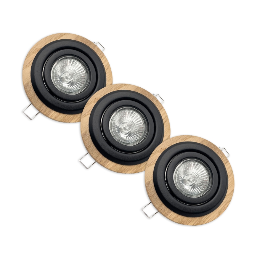 SADA 3x Podhledové svítidlo TOBBY 1xG9/20W/230V pr. 11,5 cm dub/černá