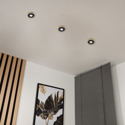 SADA 3x Podhledové svítidlo TOBBY 1xGU10/20W/230V pr. 11,5 cm dub/černá