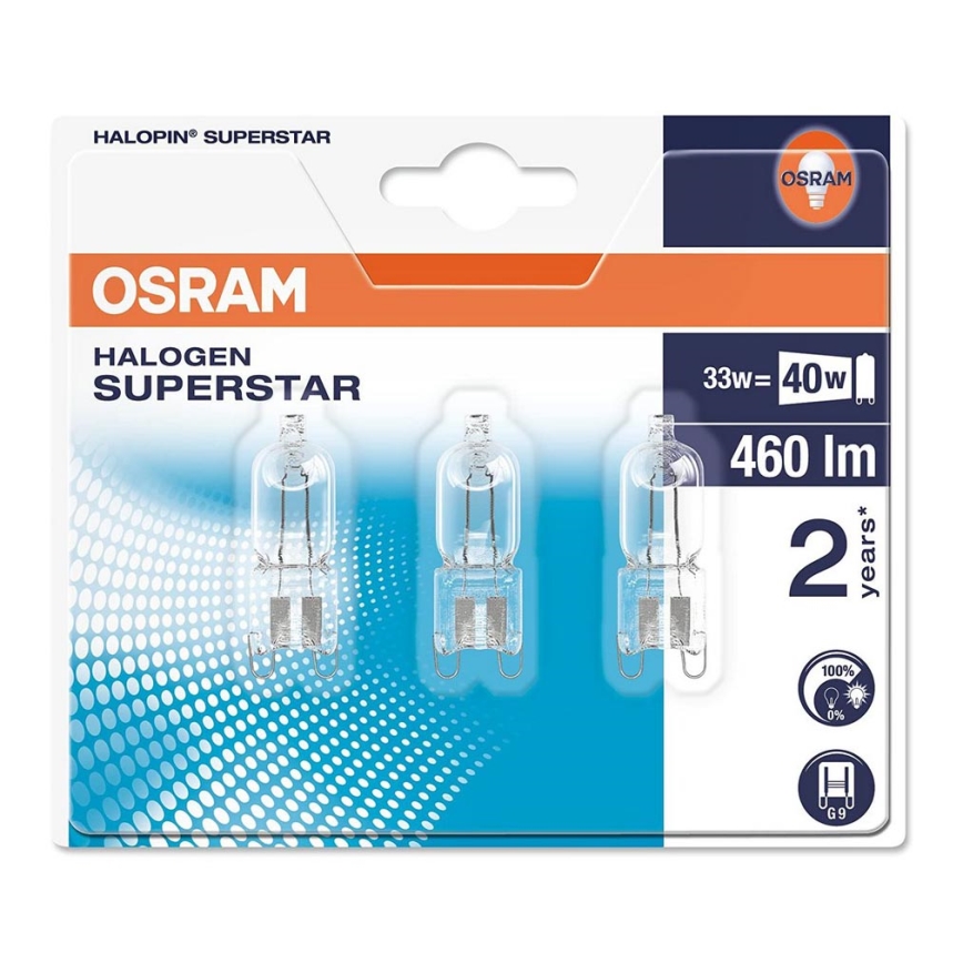 SADA 3x Průmyslová žárovka HALOPIN G9/33W/230V 2700K - Osram