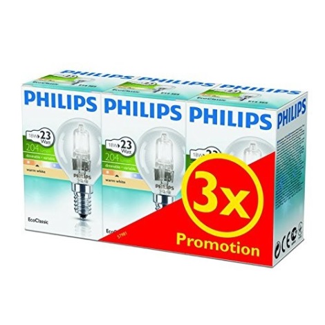 SADA 3x Stmívatelná průmyslová žárovka Philips E14/18W/230V 2800K